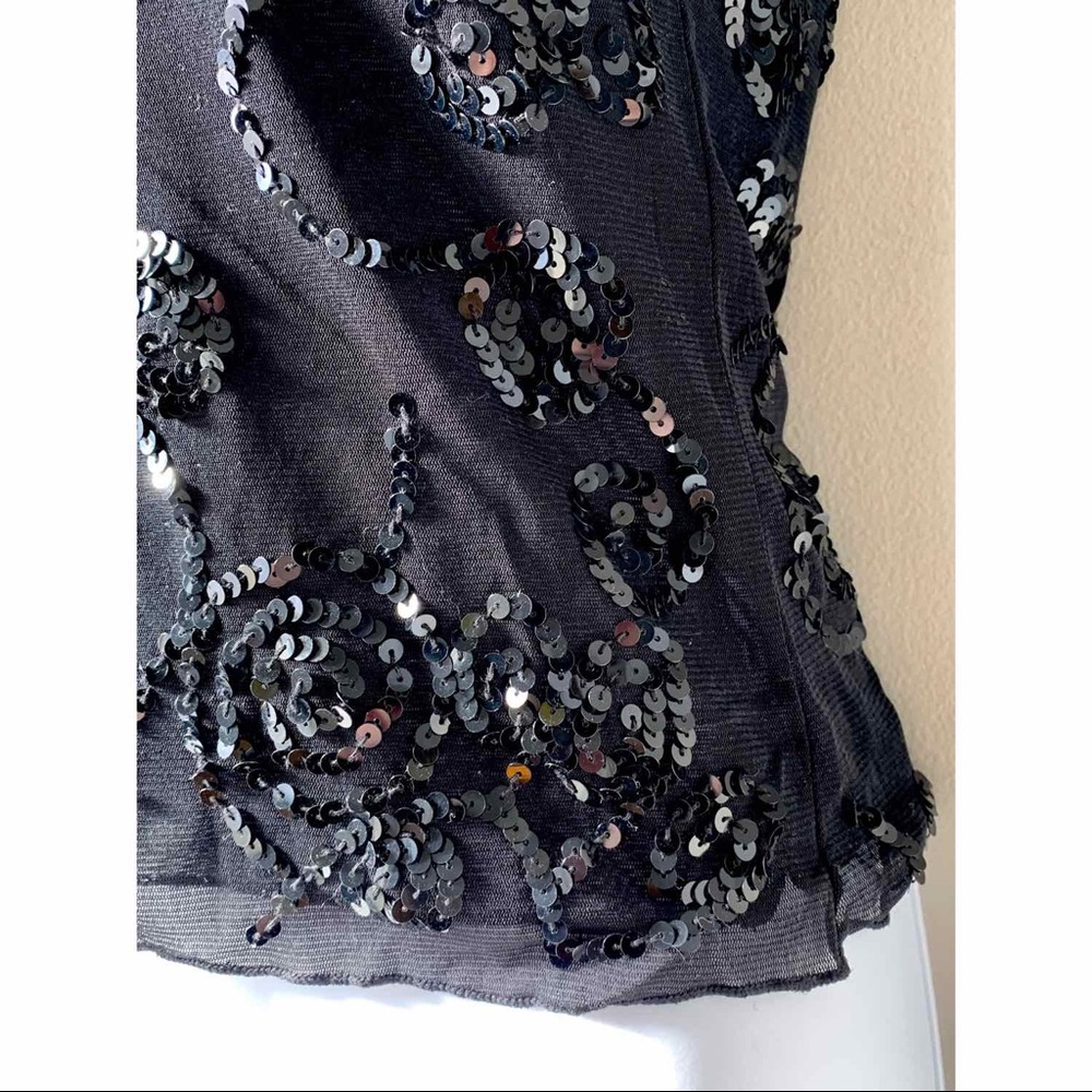 🇫🇷 KOOKAÏ black tulle and sequins v-top size 1/S - Picture 4 of 10